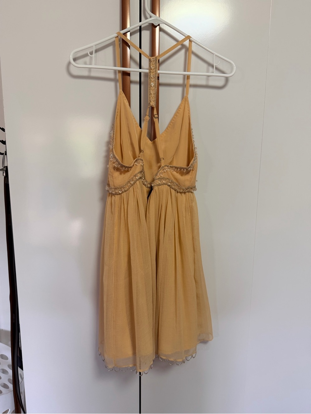 Kimchi Blue Creamy Peach Beaded Spaghetti-Strap Dress Size 2 - Picture 5 of 6